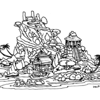 Desenho de Ilha habitada para colorir