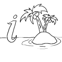 Desenho de Letra I de ilha para colorir
