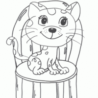 Desenho de Gatinho na cadeira para colorir