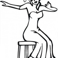 Desenho de Jovem mulher sentada na banqueta para colorir