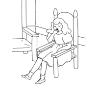 Desenho de Menina adormecendo na cadeira para colorir