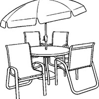 Desenho de Mesa e cadeiras de praia para colorir