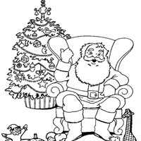 Desenho de Papai Noel na poltrona para colorir