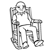 Desenho de Vovô na cadeira de balanço para colorir