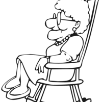 Desenho de Vovó sentada na cadeira de balanço para colorir