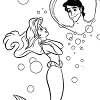 Desenho de Ariel sonhando com Eric para colorir