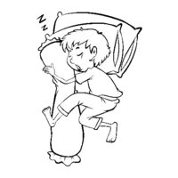 Desenho de Menino dormindo com travesseiro para colorir