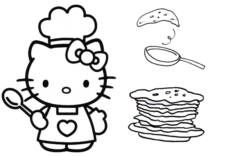 Hello Kitty na Padaria - Desenhos para Colorir - Brinquedos de Papel