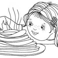 Desenho de Menina e massa de pancacke para colorir