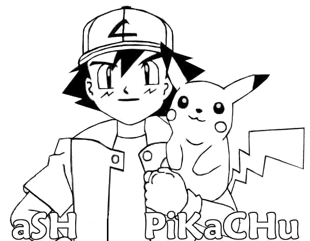 Desenho de Ash e Pikachu para colorir - Tudodesenhos