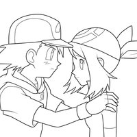 Desenho de Ash e Serena para colorir