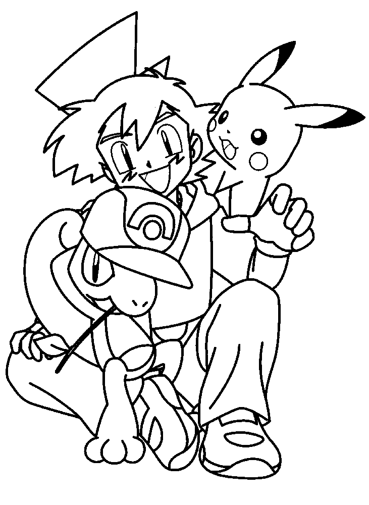 Desenho de Ash e Pikachu para colorir - Tudodesenhos