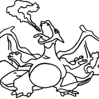 Desenho de Charizard cuspindo fogo para colorir