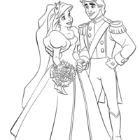 Desenho de Casamento de Eric e Ariel para colorir