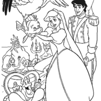 Desenho de Convidados do casamento de Eric e Ariel para colorir