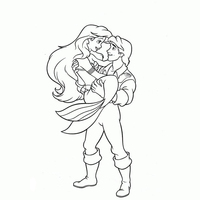 Desenho de Eric e Pequena Sereia para colorir