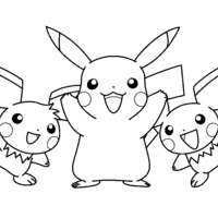 Desenho de Pikachu e seus amigos para colorir
