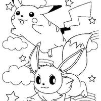 Desenho de Pikachu e amigo para colorir