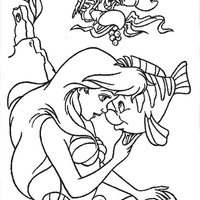 Desenho de Linguado e Ariel para colorir