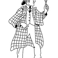 Desenho de Sherlock Holmes e sua lupa para colorir
