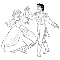 Desenho de Pequena Sereia e Eric dançando para colorir