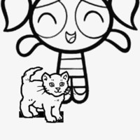 Desenho de Lindinha e gatinho para colorir