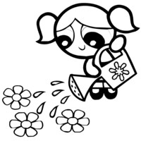 Desenho de Lindinha regando flores para colorir