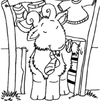 Desenho de Cabra do lado do varal para colorir