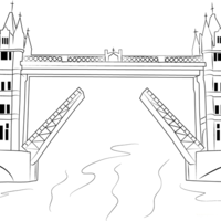 Desenho de Ponte de Londres aberta para colorir