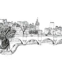 Desenho de Ponte de Paris para colorir