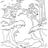 Desenho de Bambi pulando rio para colorir