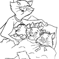 Desenho de Gata Duquesa e seus três gatinhos para colorir