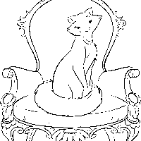 Desenho de Gata Duquesa na poltrona para colorir