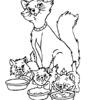 Desenho de Gata Duquesa vendo gatinhos comendo para colorir