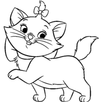 Desenho de Gata Marie caminhando para colorir