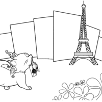 Desenho de Gata Marie em Paris para colorir