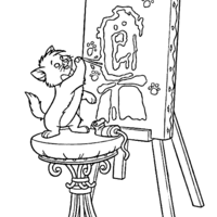 Desenho de Irmão da Gata Marie pintando para colorir