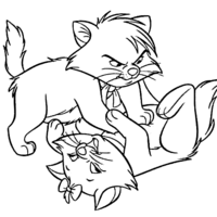 Desenho de Irmãos gatos brigando para colorir