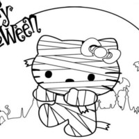 Desenho de Hello Kitty múmia para colorir