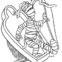 Desenho de Múmia levantando da tumba para colorir