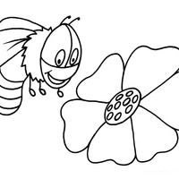 Desenho de Abelha e flor para colorir