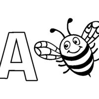 Desenho de Letra A de abelha para colorir