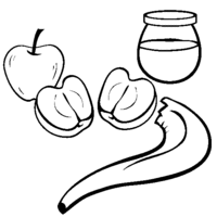 Desenho de Mel e frutas para colorir