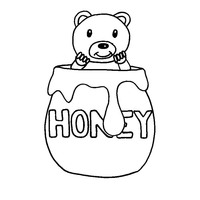 Desenho de Ursinho dentro do pote de mel para colorir