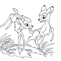 Desenho de Bambi e amiga brincando para colorir