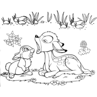 Desenho de Bambi e coelho conversando para colorir