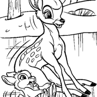 Desenho de Bambi e coelho patinando no gelo para colorir