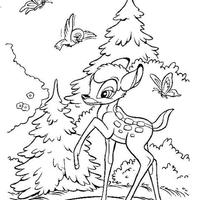 Desenho de Bambi na floresta para colorir