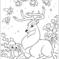Desenho de Cervo e Bambi deitados conversando para colorir