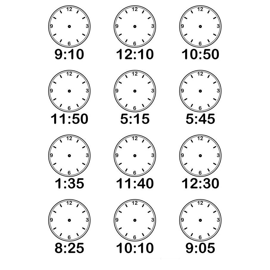 Задания на определение времени по часам